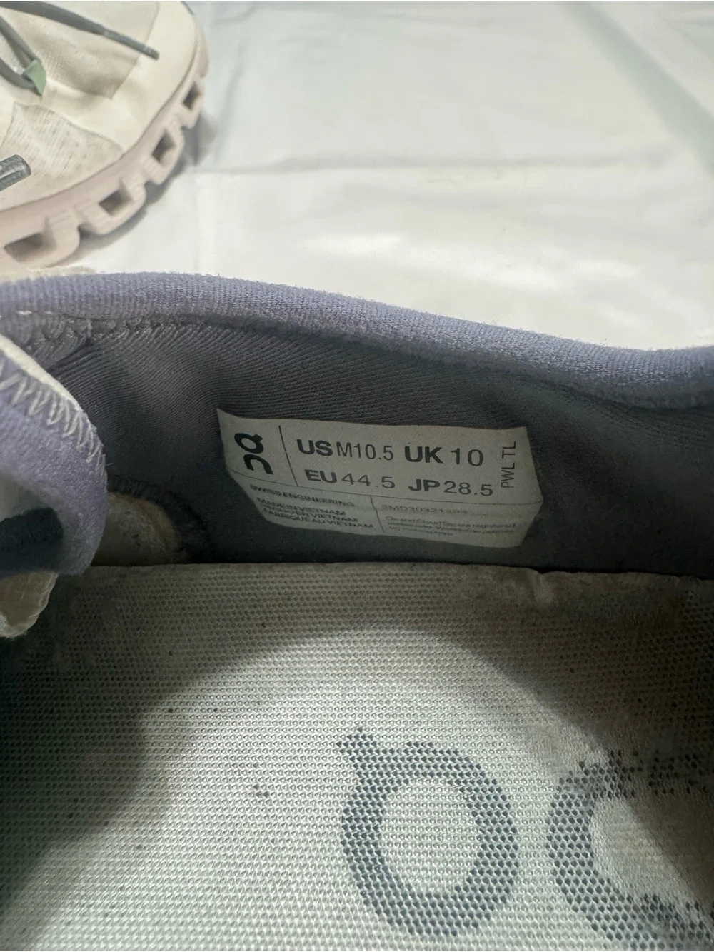 On Running White Sneakers with Light Blue Inner Lining - Picture 5 of 6
